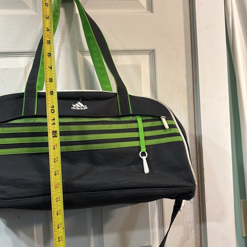 Rare adidas Squad 3-Stripe Duffel Bag Charcoal with Green Stripes - Picture 13 of 15